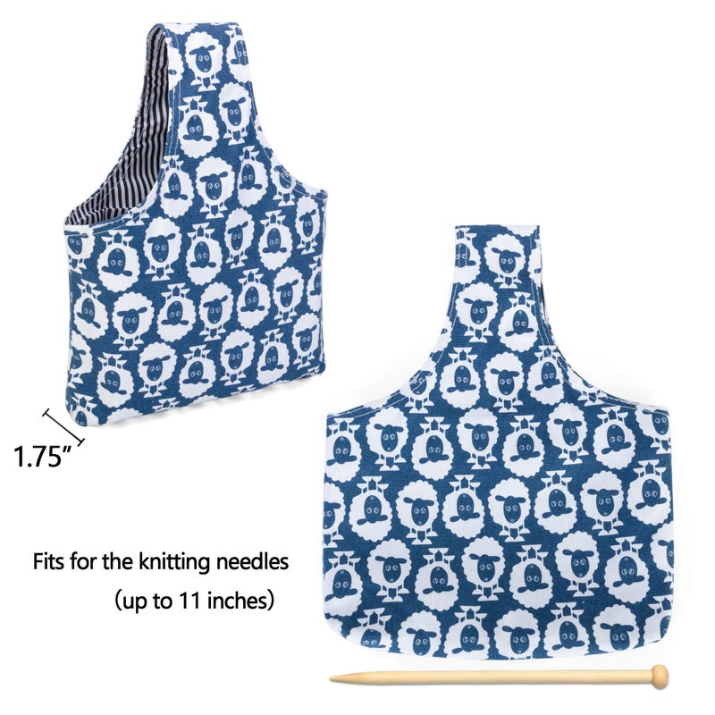 Teamoy Knitting Tote Bag(L12.2 x W7.5), Travel Project Wrist Bag for Knitting Needles(up to 11 Inches), Yarn and Crochet Supplies,Perfect Size for Knitting on The Go (Small, Sheep) - Image 2